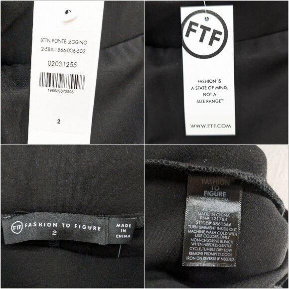 Fashion To Figure Button Ponte Leggings Womens Black Stretch High Rise Size 2X - Picture 5 of 10
